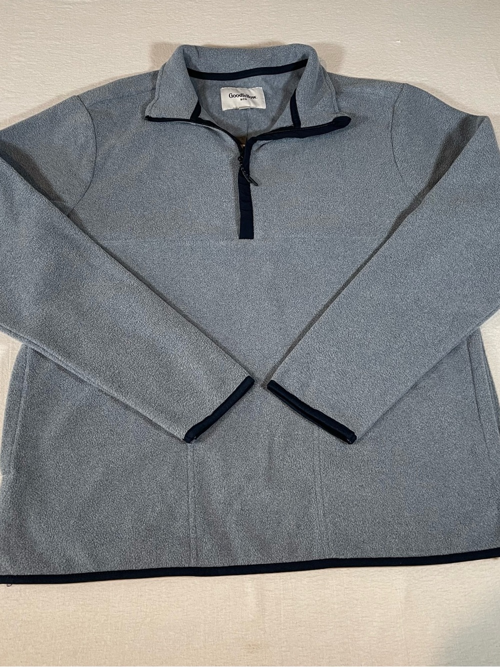 Goodfellow & Co Light Blue Half-Zip Fleece Pullover with Navy Trim